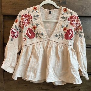 Zara Floral Embroidered Blouse